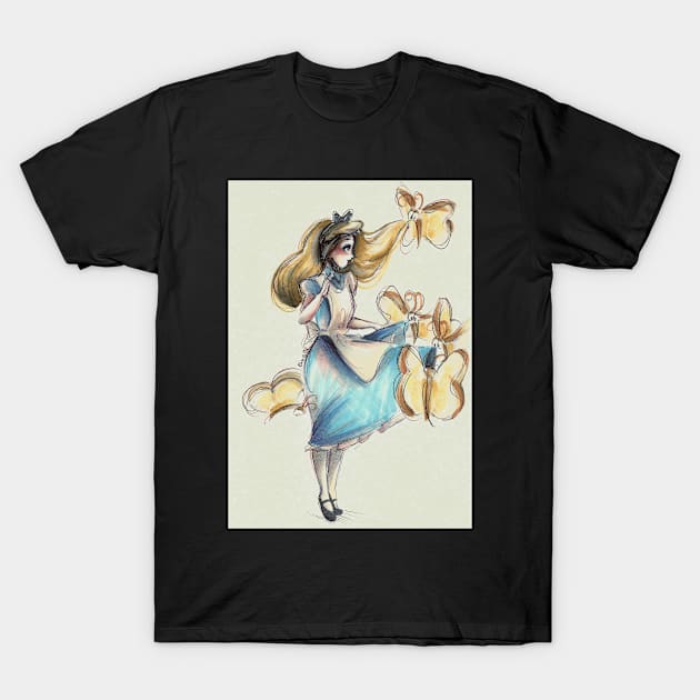 Alice and Butterflies T-Shirt by aasilee